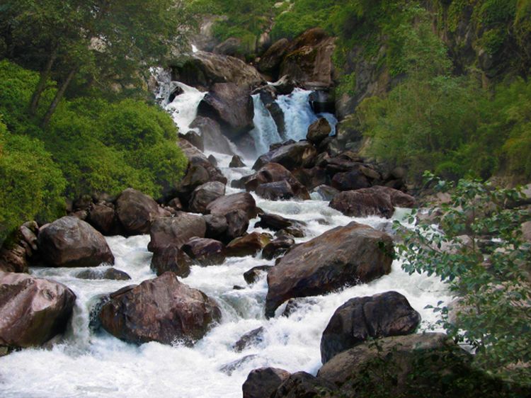 River that lies on the Langtang Trek Route